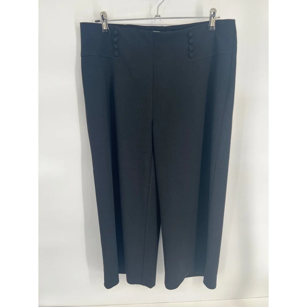 NYCC New York Clothing Co Black Wide Leg Sailor Button Trousers Pants Sz 12